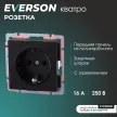 Розетка EVERSON Кватро с заземлением со шторками без рамки черная