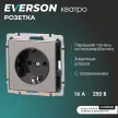 Розетка EVERSON Кватро с заземлением со шторками без рамки никель