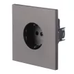 Розетка с заземлением серый матовый со скрытой рамкой EVERSON Лилиум