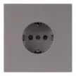 Розетка с заземлением серый матовый со скрытой рамкой EVERSON Лилиум