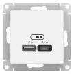 Розетка USB A+C 2,4 A белый без рамки Глосса SE