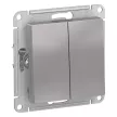 Выключатель двухклавишный SE Атлас Дизайн без рамки алюминий