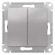 Выключатель двухклавишный SE Атлас Дизайн без рамки алюминий