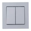 Выключатель двухклавишный SE Атлас Дизайн без рамки алюминий
