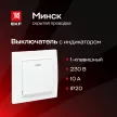 Выключатель одноклавишный EKF Минск с рамкой с подсветкой белый