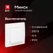 Выключатель двухклавишный EKF Минск с рамкой белый