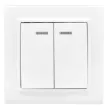 Выключатель двухклавишный EKF Минск с рамкой с подсветкой белый