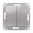 Выключатель проходной двухклавишный SE Атлас Дизайн без рамки алюминий