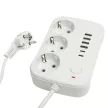 Удлинитель 1,8 м 3 гнезда с заземлением 2500 Вт + 4USB-A + 2USB-C 12 Вт STEKKER