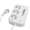Удлинитель 3 м 3 гнезда с заземлением 2500 Вт + 4USB-A + 2USB-C 12 Вт STEKKER