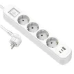 Удлинитель 1,5 м 4 гнезда с заземлением 2200 Вт + USB-A + 2USB-C 20 Вт Electraline