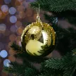 Шар елочный d8 см пластик с блестками золото Santi