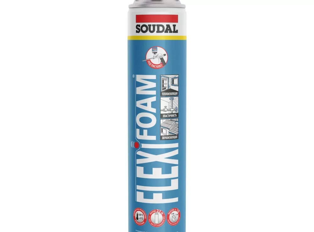 Монтажная пена профессиональная SOUDAL Flexifoam 750 мл - baucenter.ru Монтажная пена профессиональная SOUDAL Flexifoam 750 мл