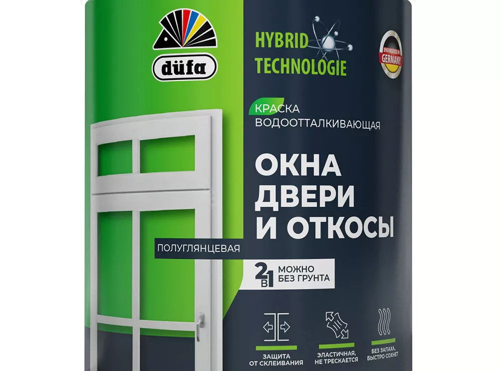 Краска для окон, дверей и откосов dufa гибридная белая (база 1) 2 л - baucenter.ru Краска для окон, дверей и откосов dufa гибридная белая (база 1) 2 л