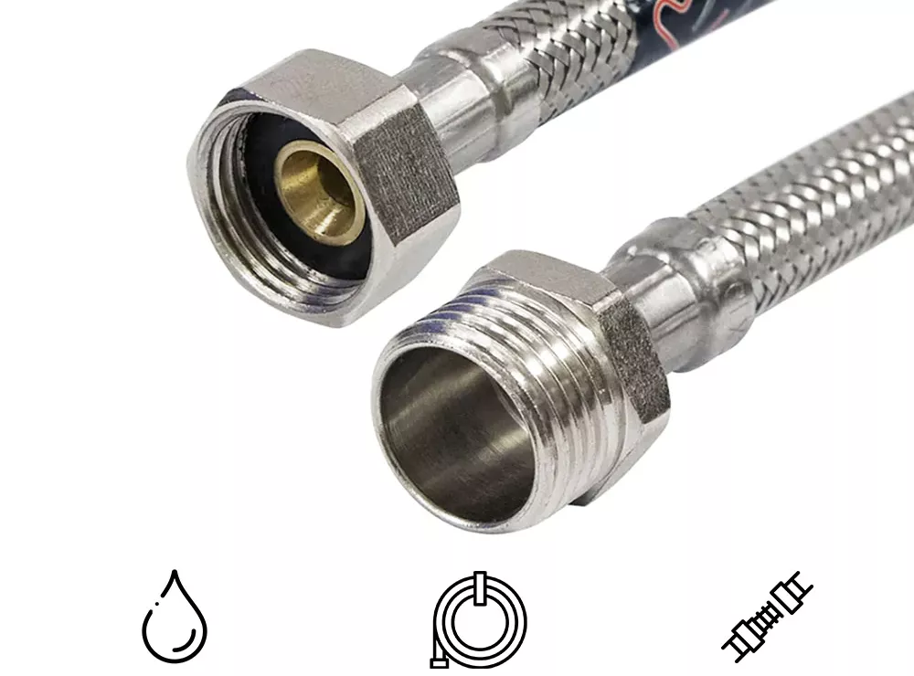 Подводка для воды 1/2" РВ-РН шланг PEX 200 см - baucenter.ru Подводка для воды 1/2" РВ-РН шланг PEX 200 см
