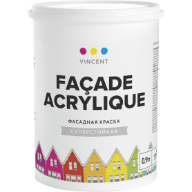 Краска фасадная акрилатная 0,9 л белая (база A) VINCENT Facade Acrylique