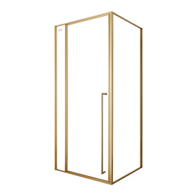 Душевое ограждение FLUMEN DESIGN Orlean 90х90х195 см прозрачное стекло профиль матовое золото