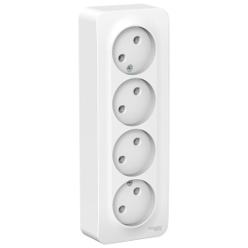 Розетка четырехместная Systeme Electric Бланка без заземления белая