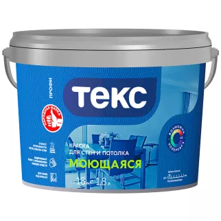 Краска для стен и потолков ТЕКС Профи Моющаяся 1,8 л белая (база A)