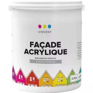 Краска фасадная акрилатная 2,25 л прозрачная (база C) VINCENT Facade Acrylique