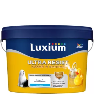 Краска для кухни и ванной белая (база BW) 2,5 л Luxium Ultra Resist