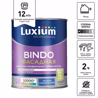 Краска фасадная 1 л белая (база BW) Luxium Professional Bindo