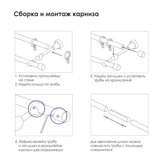 Держатель для карниза 1-рядный d28 мм белый пластик 2 шт