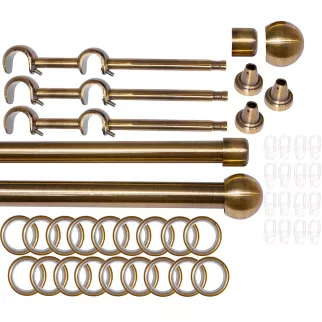 Карниз раздвижной NEODECO Шар 2-рядный d16-19 мм античное золото 1,6-3 м