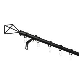 Карниз раздвижной 1-рядный NEODECO Trian d16-19 мм черный матовый 1,6-3 м