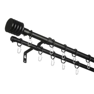 Карниз раздвижной 2-рядный NEODECO Topper d16-19 мм черный матовый 1,6-3 м