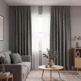 Штора NEODECO Рогожка BOSFORD 230х280 см серая