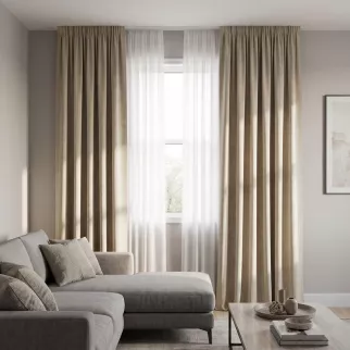 Штора NEODECO MELANGE с тиснением 145х280 см бежевая