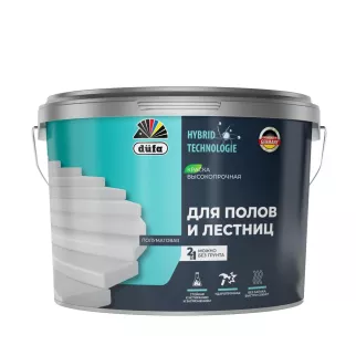 Краска для полов и лестниц гибридная белая (база 1) 9 л dufa