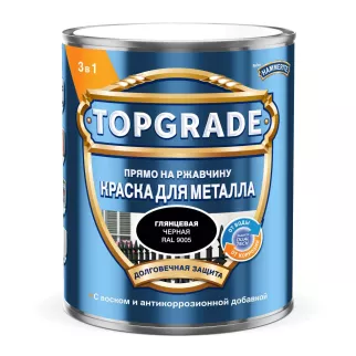 Краска для металла 3в1 RAL 9005 глянцевая чёрная 0,75 л TOPGRADE