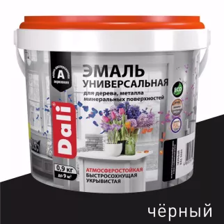 Эмаль акриловая полуматовая RAL 9005 чёрная 0,9 кг Dali