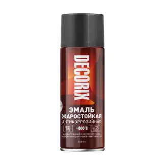 Эмаль-спрей термостойкая +800°С DECORIX 0122-9011 DX графитово-черная 520 мл