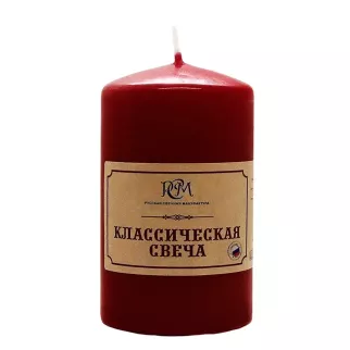Свеча столбик Классическая 10 см бордовая