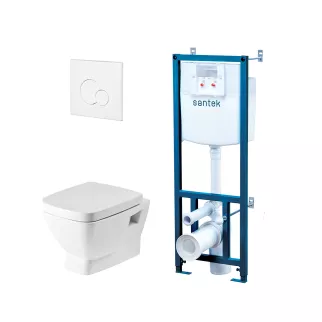 Инсталляция Santek Нео с унитазом, сиденьем, кнопкой белый