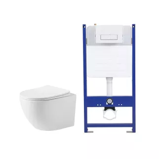 Инсталляция FLUMEN Aller с унитазом, сиденьем, кнопкой хром