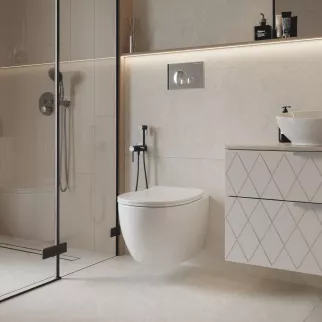 Инсталляция SANITA LUXE Galaxy с унитазом, сиденьем, кнопкой хром