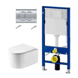 Инсталляция AQUATEK Geberit с унитазом, сиденьем, кнопкой хром