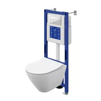 Инсталляция Cersanit City Smart AQUA 40 SMART M с унитазом и белой кнопкой