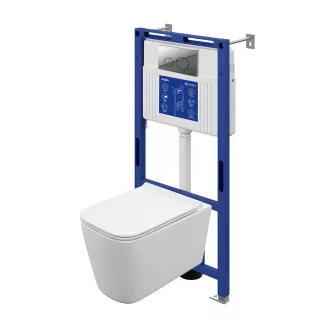 Инсталляция Cersanit Crea Vortex AQUA 50 PRIME M с унитазом и кнопкой хром