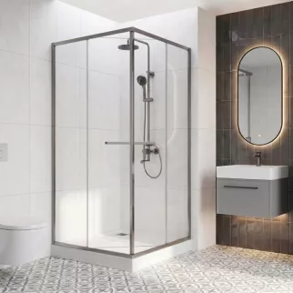 Душевое ограждение FLUMEN DESIGN Ardennes 100х100х195 см прозрачное стекло профиль графит