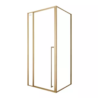 Душевое ограждение FLUMEN DESIGN Orlean 100х100х195 см прозрачное стекло профиль матовое золото