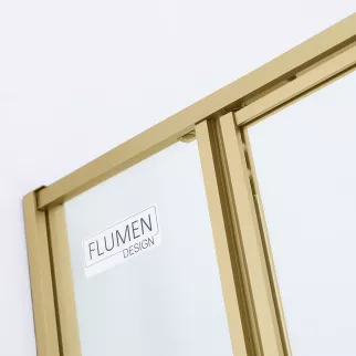 Душевое ограждение FLUMEN DESIGN Orlean 100х100х195 см прозрачное стекло профиль матовое золото