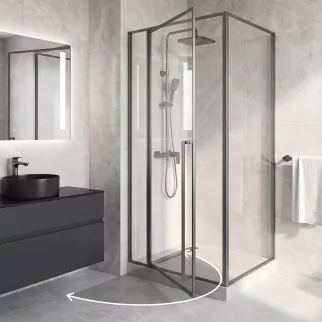 Душевое ограждение FLUMEN DESIGN Orlean 90х90х195 см прозрачное стекло профиль хром