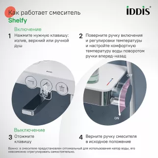 Душевая система со смесителем и верхним душем IDDIS Shelfy d25 см хром