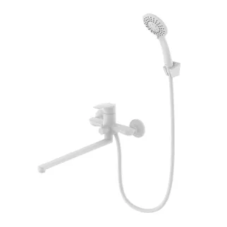 Смеситель для ванны Milardo Rora c длинным изливом и набором для душа белый