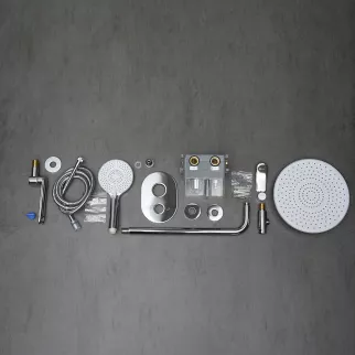 Смеситель встраиваемый LEMARK Ortus верхний душ, ручной душ, излив хром